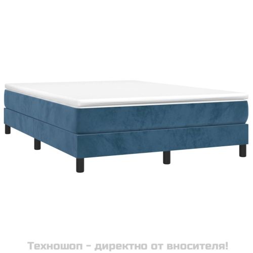 Рамка за легло с пружини, тъмносиня, 140x200 см, кадифе