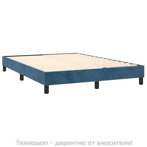 Рамка за легло с пружини, тъмносиня, 140x200 см, кадифе