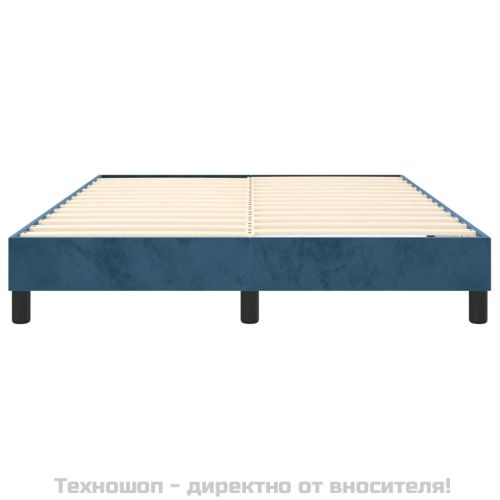 Рамка за легло с пружини, тъмносиня, 140x200 см, кадифе
