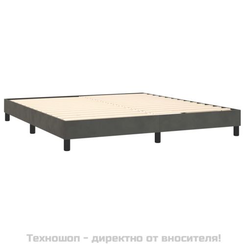 Рамка за легло с пружини, тъмносива, 160x200 см, кадифе