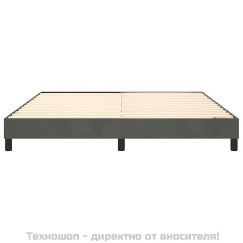 Рамка за легло с пружини, тъмносива, 160x200 см, кадифе