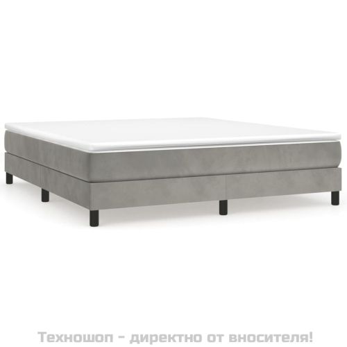 Рамка за легло с пружини, светлосива, 180x200 см, кадифе