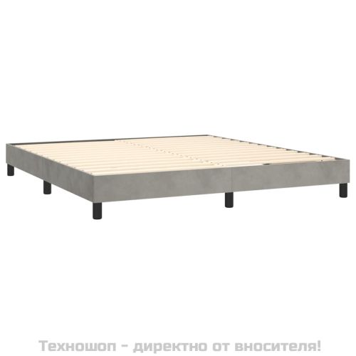 Рамка за легло с пружини, светлосива, 180x200 см, кадифе