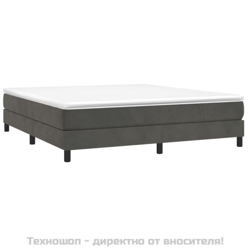 Рамка за легло с пружини, тъмносива, 180x200 см, кадифе