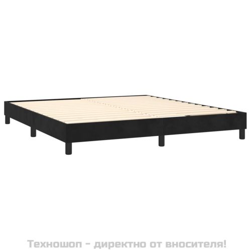 Рамка за легло с пружини, черна, 180x200 см, кадифе