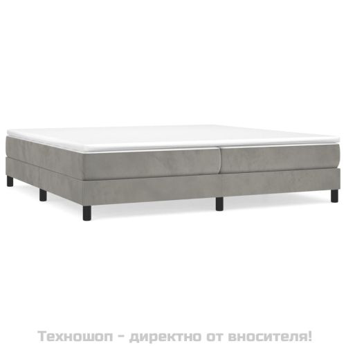 Рамка за легло с пружини, светлосива, 200x200 см, кадифе