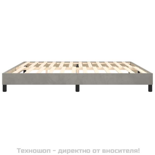 Рамка за легло с пружини, светлосива, 200x200 см, кадифе