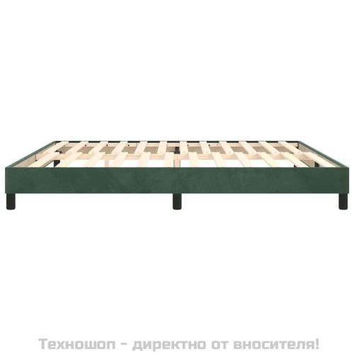 Рамка за легло с пружини, тъмнозелена, 200x200 см, кадифе