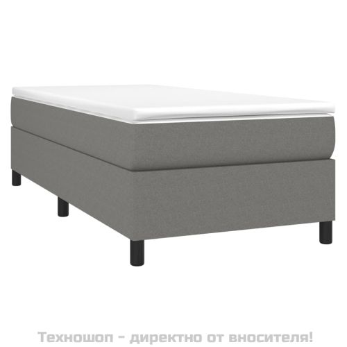 Рамка за легло с пружини, тъмносива, 90x190 см, плат