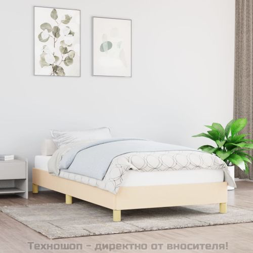 Рамка за легло без матрак, кремави, 90x190 см, плат