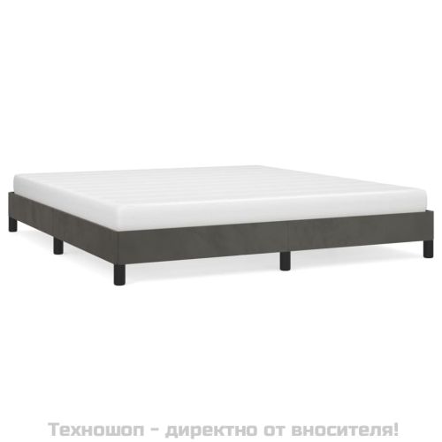 Рамка за легло без матрак, тъмносива, 180x200 см, кадифе