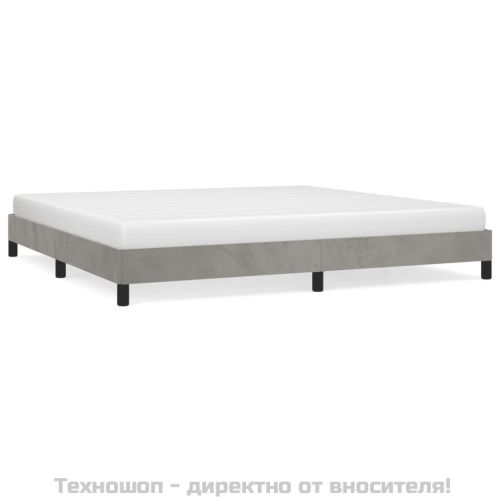 Рамка за легло без матрак, светлосива, 200x200 см, кадифе
