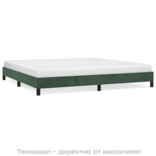 Рамка за легло без матрак, тъмнозелена, 200x200 см, кадифе
