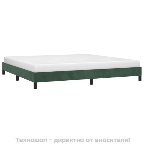 Рамка за легло без матрак, тъмнозелена, 200x200 см, кадифе