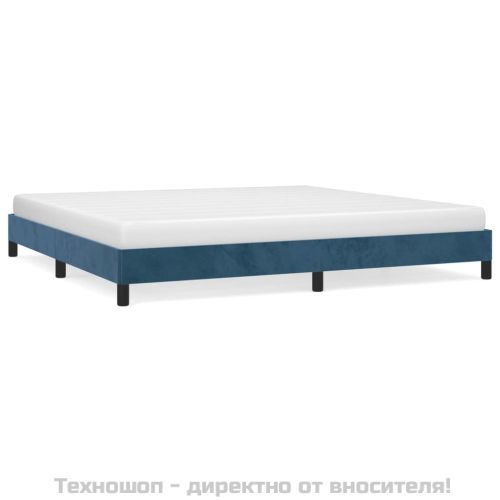 Рамка за легло без матрак, тъмносиня, 200x200 см, кадифе