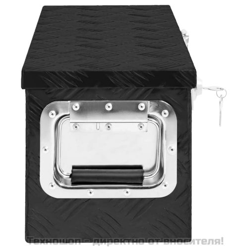 Кутия за съхранение, черна, 60x23,5x23 см, алуминий