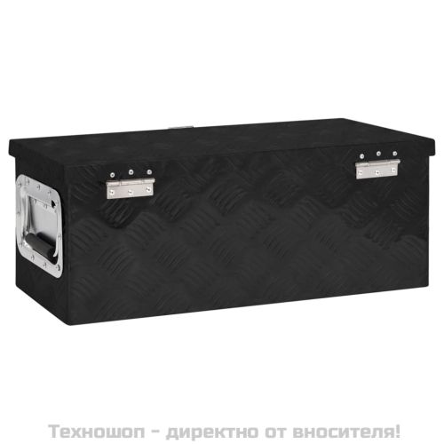 Кутия за съхранение, черна, 60x23,5x23 см, алуминий