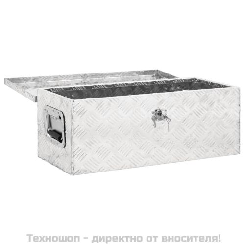 Кутия за съхранение, сребриста, 70x31x27 см, алуминий