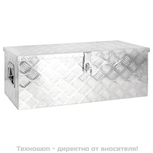 Кутия за съхранение, сребриста, 80x39x30 см, алуминий