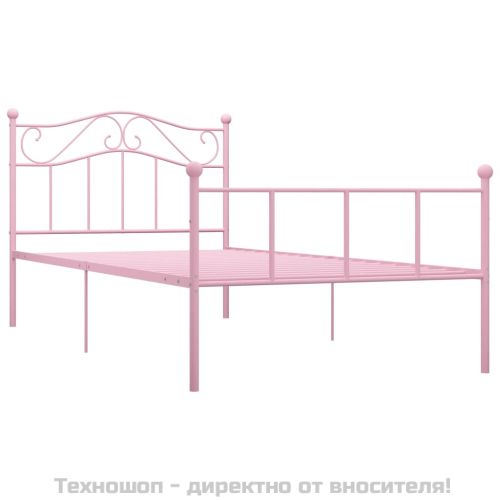 Рамка за легло, розова, метал, 90x200 см