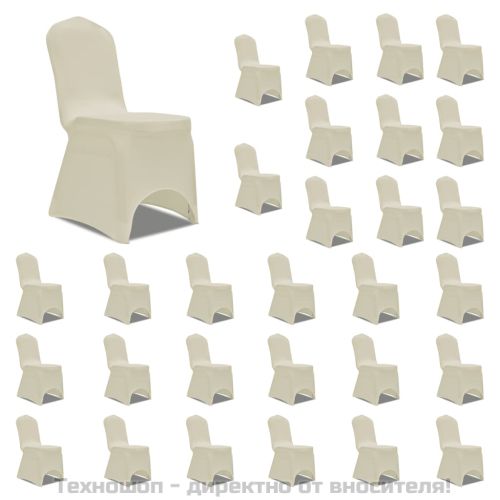 Калъфи за столове, разтегателни, кремави, 30 бр