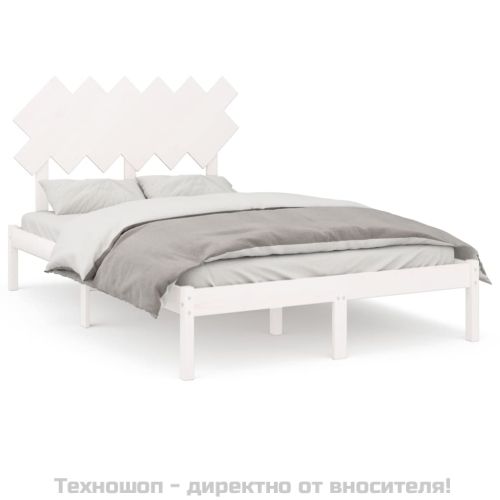 рамка за легло бяло 135x190 см Double масивно дърво