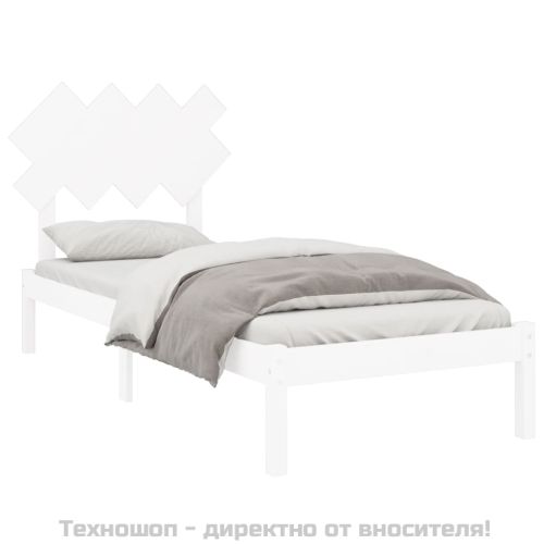 Рамка за легло, бяла, 90x200 см, масивно дърво