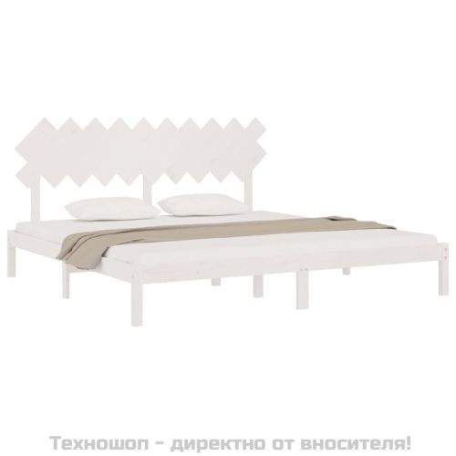 Рамка за легло, бяло, 200x200 см, масивно дърво