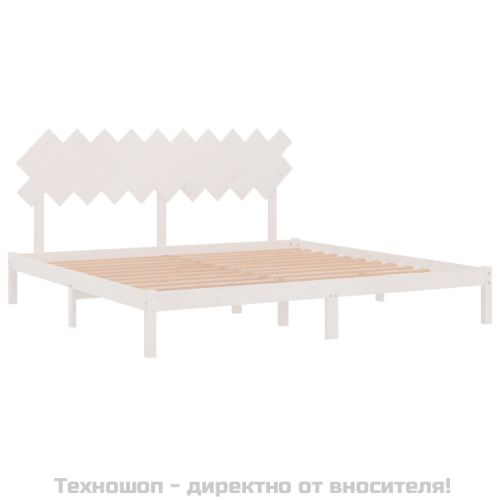 Рамка за легло, бяло, 200x200 см, масивно дърво