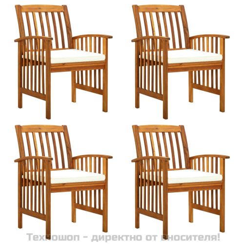 Градински трапезни столове 4 бр с възглавници масивна акация