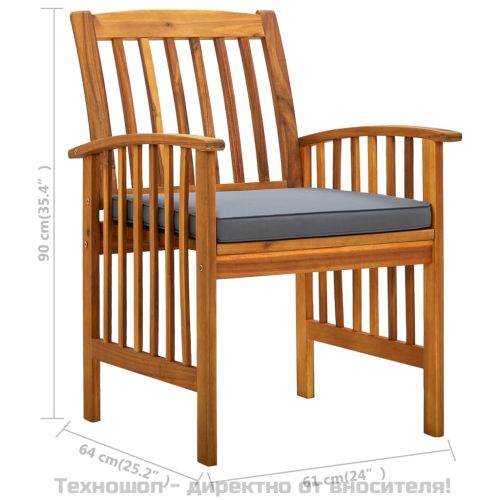 Градински трапезни столове 4 бр с възглавници масивна акация