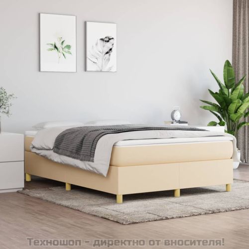 Рамка за легло с пружини, кремава, 140x190 см, плат