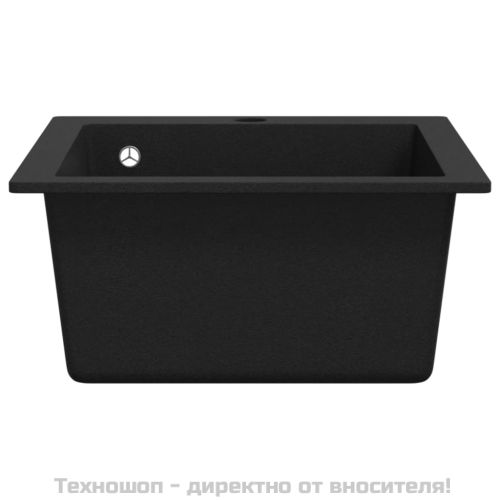 Кухненска мивка за над плот, единична, черен гранит