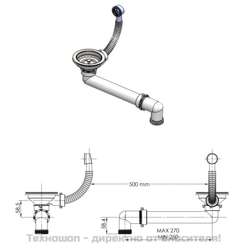 Гранитна кухненска мивка с едно корито, бежова