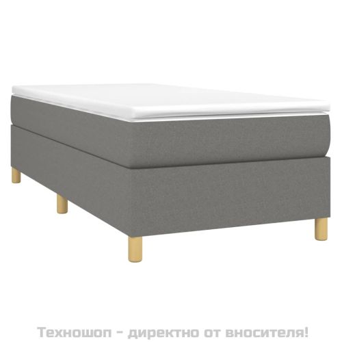 Рамка за легло с пружини, тъмносива, 100x200 см, плат