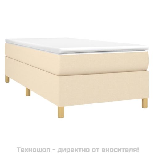 Рамка за легло с пружини, кремави, 90x200 см, плат