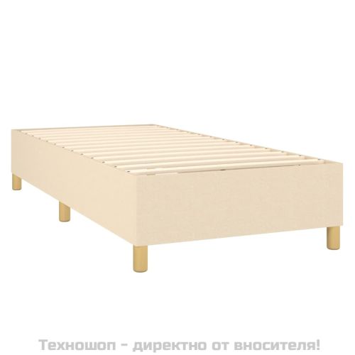Рамка за легло с пружини, кремави, 90x200 см, плат