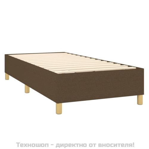 Рамка за легло с пружини, тъмнокафява, 100x200 см, плат