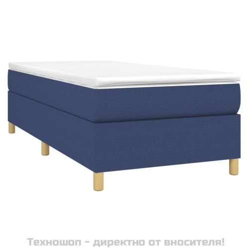 Рамка за легло с пружини, Синьо, 90x200 см, плат