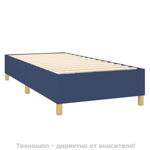 Рамка за легло с пружини, Синьо, 90x200 см, плат