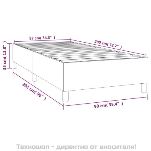 Рамка за легло с пружини, Синьо, 90x200 см, плат