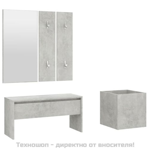 Комплект мебели за антре, бетонно сиви, инженерно дърво