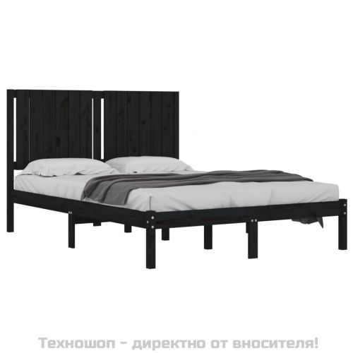 Рамка за легло, черна, бор масив, 140х190 см