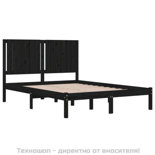 Рамка за легло, черна, бор масив, 140х190 см