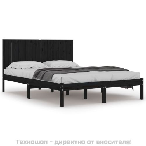 Рамка за легло, черна, бор масив, 200x200 см