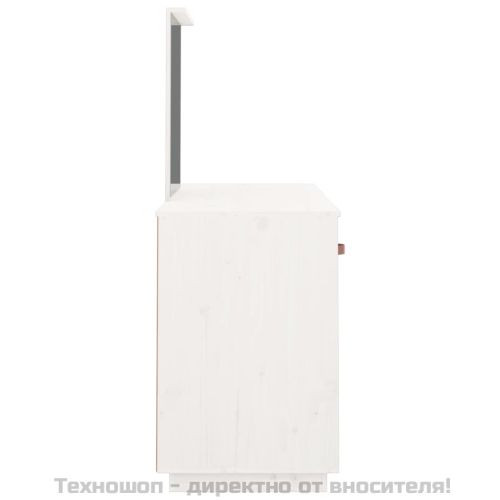 Комплект тоалетка с огледало, бяла, борово дърво масив