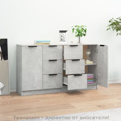 Сайдборди, 2 бр, бетонно сиви, 60x30x70 см, инженерно дърво