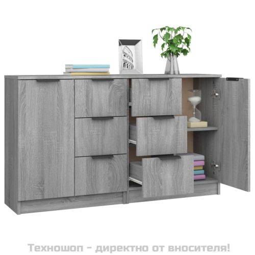 Сайдборди, 2 бр, Сив сонома, 60x30x70 см, инженерно дърво