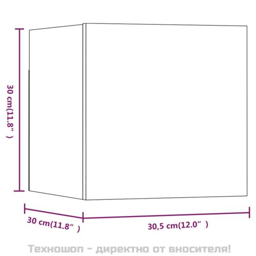 ТВ шкафове със стенен монтаж, 8 бр, сив сонома, 30,5x30x30 см