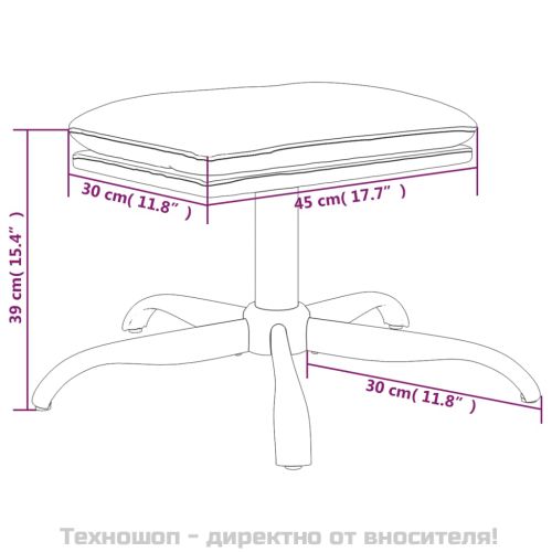 Табуретка, кафява, 60x60x36 см, кадифе